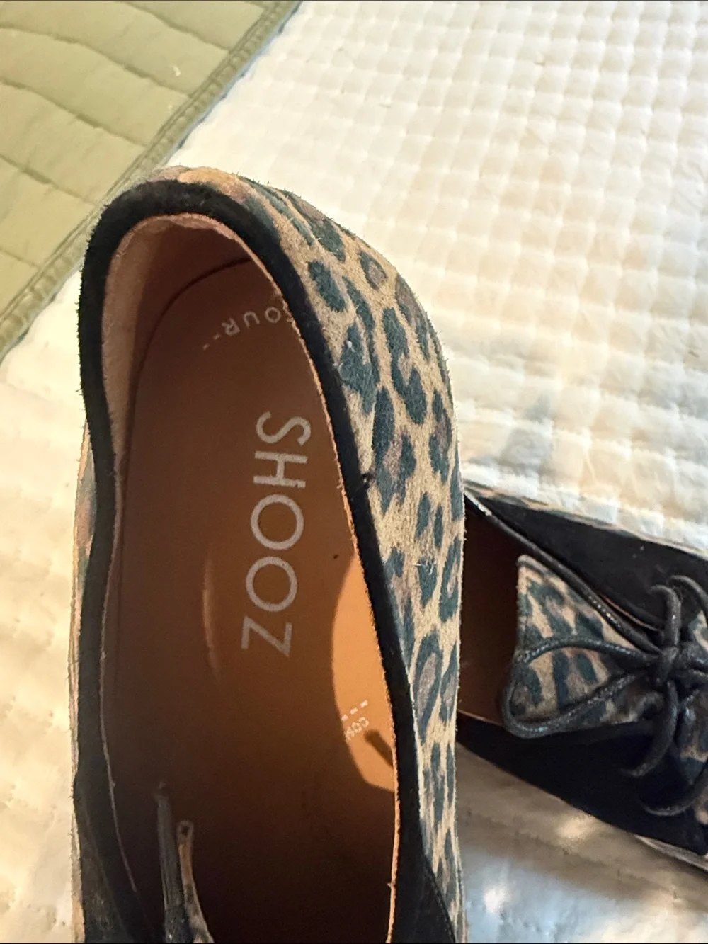Shooz Leopard Print suede Lace-Up Women's leopard loafers -